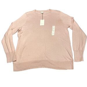 A New Day Sweater Women 2XL Pink Knitted Nylon Long Sleeve Pullover